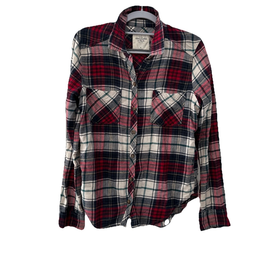 Abercrombie & Fitch Women's Long Sleeve Plaid Flannel Shirt Size Medium